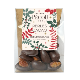 Sachet garni perles cacao chocolat noir coeur caramel 100g