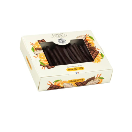 Étui garni d'orangettes enrobées de chocolat noir 150g
