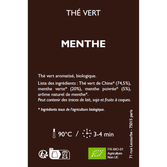 Thé vert à la menthe bio 100g