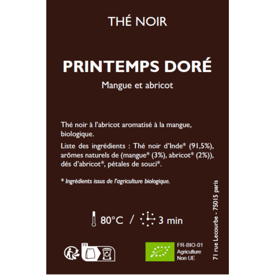 Thé noir Printemps Doré Bio 100g