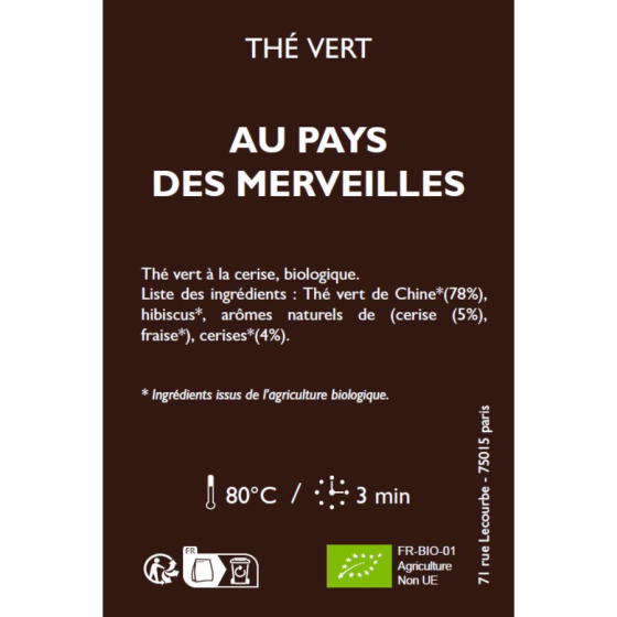 Thé vert pays des merveilles bio 100g