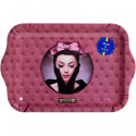 Plateau rectangulaire buste femme motif capitoné rose 22x15cm Les Cakes de Bertrand