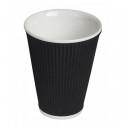 Gobelet 30cl en porcelaine avec silicone thermo-protecteur strié noir