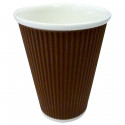 Gobelet 30cl en porcelaine avec silicone thermo-protecteur strié marron