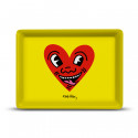 Plateau K.Haring jaune coeur 27 x 20cm