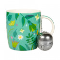 Coffret mug et infuseur en porcelaine vert 35cl