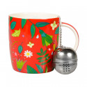 Coffret mug et infuseur en porcelaine rouge 35cl