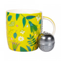 Coffret mug et infuseur en porcelaine jaune 35cl