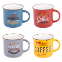 Coffret 4 mugs vintage en porcelaine 35cl