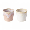 Lot de 2 gobelets en grès blanc et rose 9cl