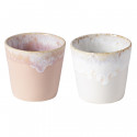 Lot de 2 gobelets en grès blanc et rose 21cl
