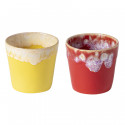 Lot de 2 gobelets en grès rouge et jaune 21cl