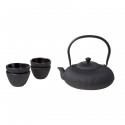 Set théière en fonte et 4 gobelets noir 1.2L
